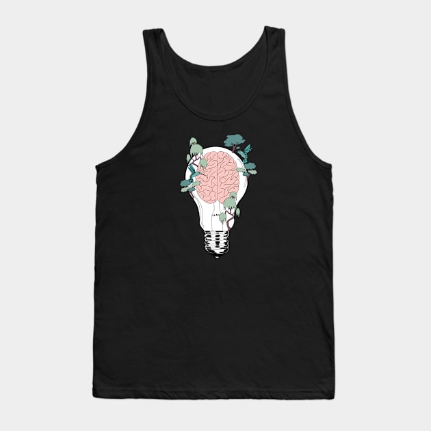 Neurology design brain light bulb Tank Top by Carries Design 